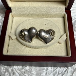Gorham Sterling Silver Heart-Rose Vintage Earrings